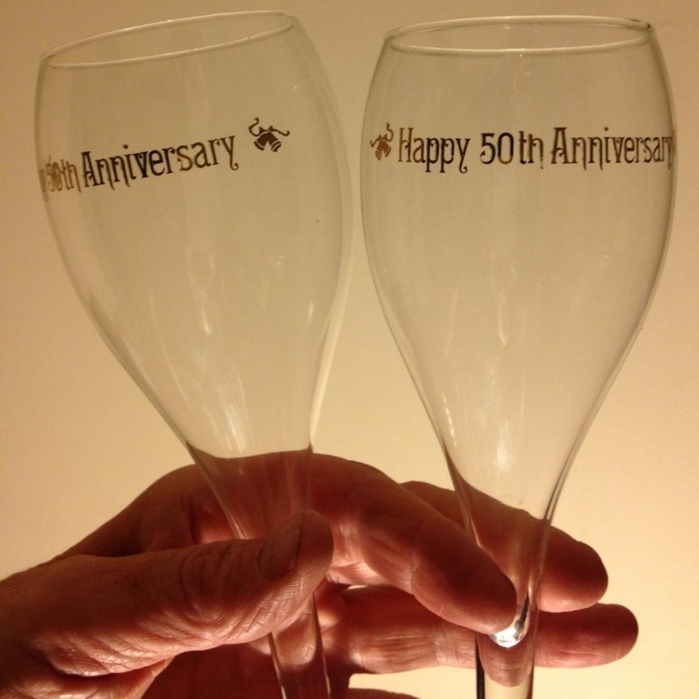"50th Anniversary Set" Wine Glass Set 8.5"h x 3"w